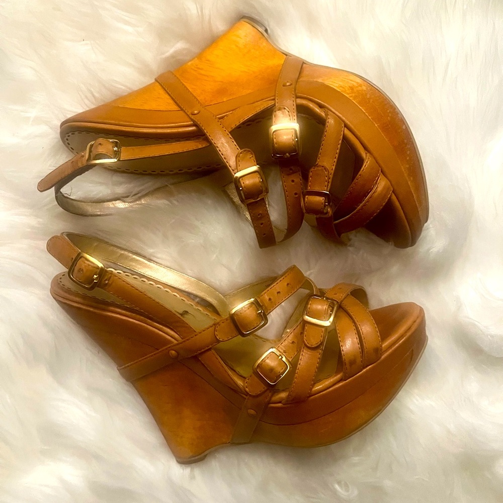 Bebe/Brittany/tan/heeled/wedges